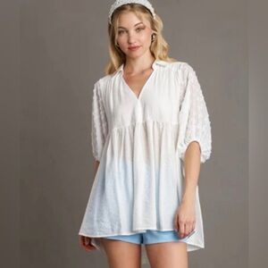 NWT UMGEE White Oversized Baby Doll Top Size Small